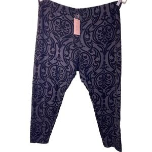 Shein Curve Women’s Size 4X-20 Black Burnout Velvet Floral Damask Sheer Leggings